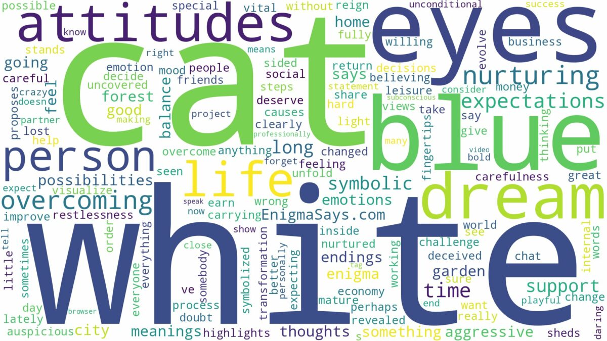 dream about white cat blue eyes and related dreams with their meanings in a word cloud