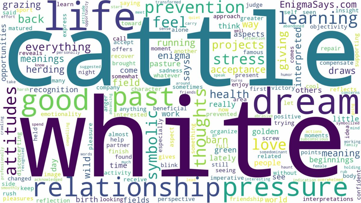 dream about white cattle and related dreams with their meanings in a word cloud