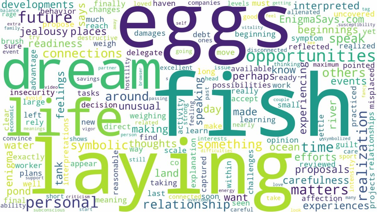 dreaming about fish laying eggs and related dreams with their meanings in a word cloud