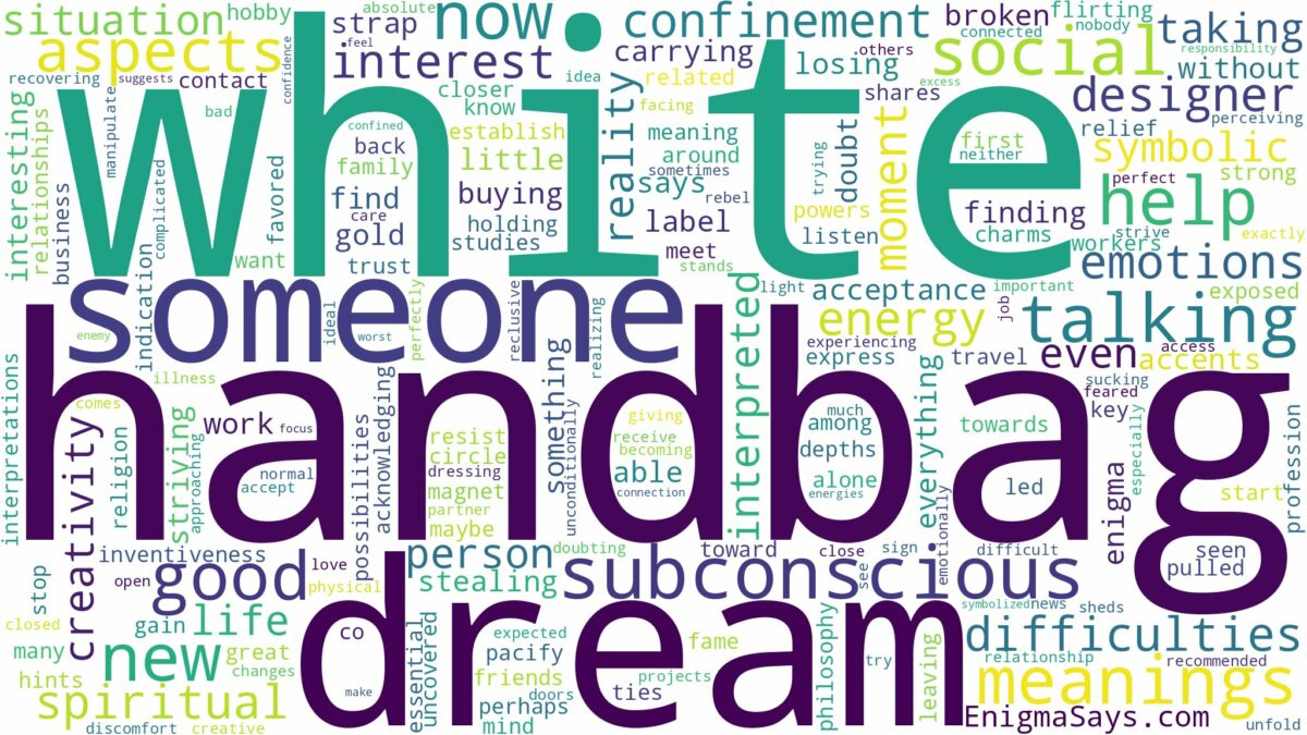 dream about white handbag and related dreams with their meanings in a word cloud