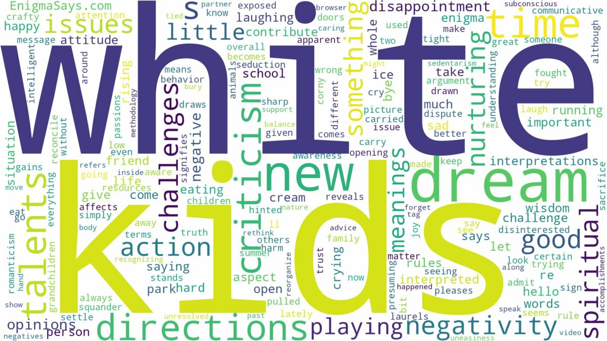 dream about white kids and related dreams with their meanings in a word cloud