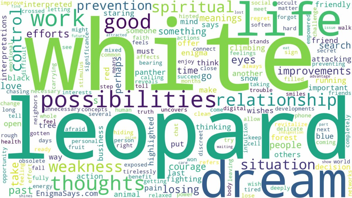 dream about white leopard and related dreams with their meanings in a word cloud