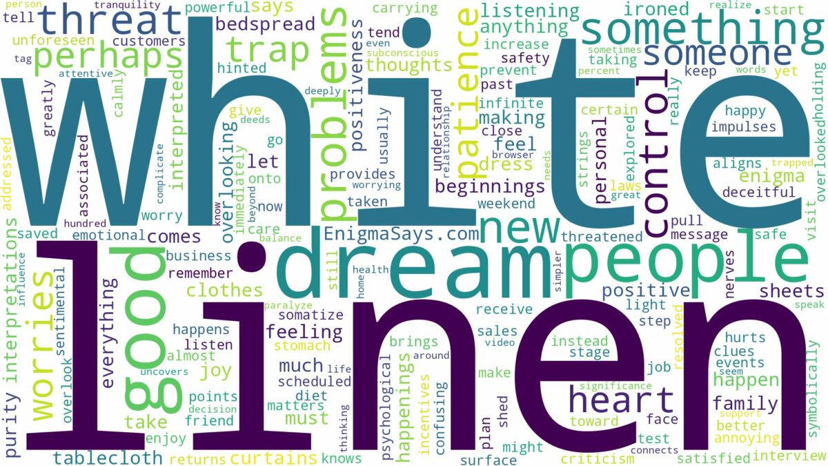 dream about white linen and related dreams with their meanings in a word cloud