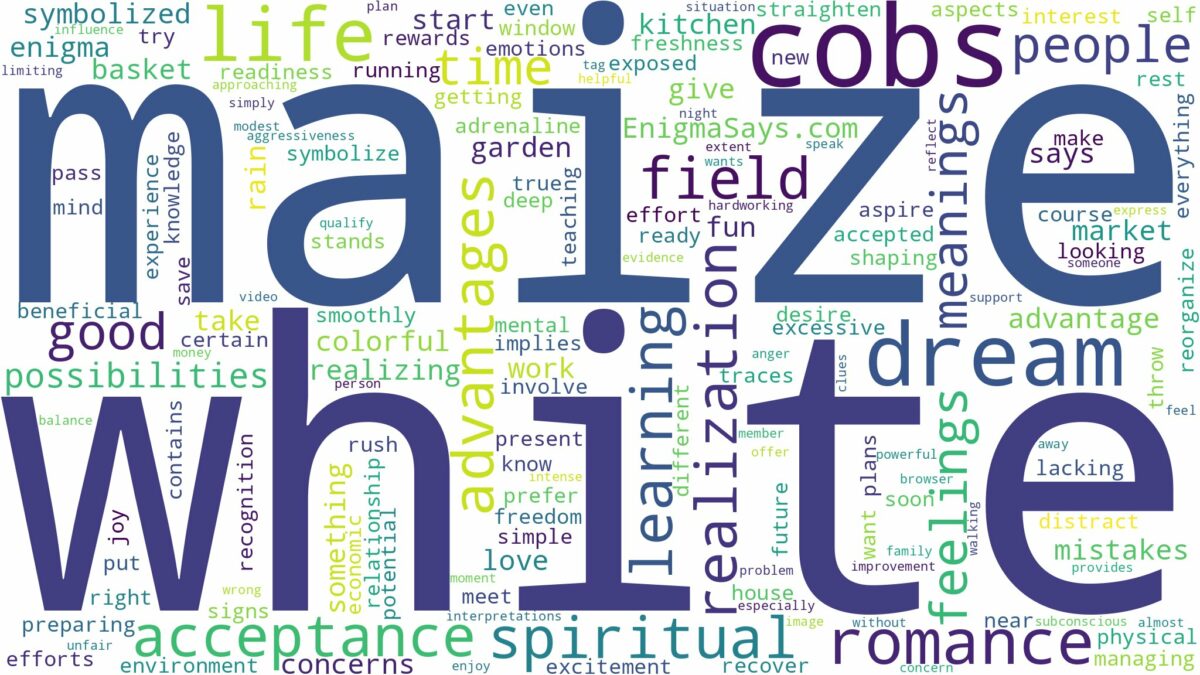 dream about white maize cobs and related dreams with their meanings in a word cloud