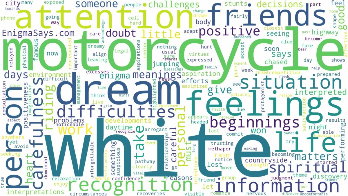 dream about white motorcycle and related dreams with their meanings in a word cloud