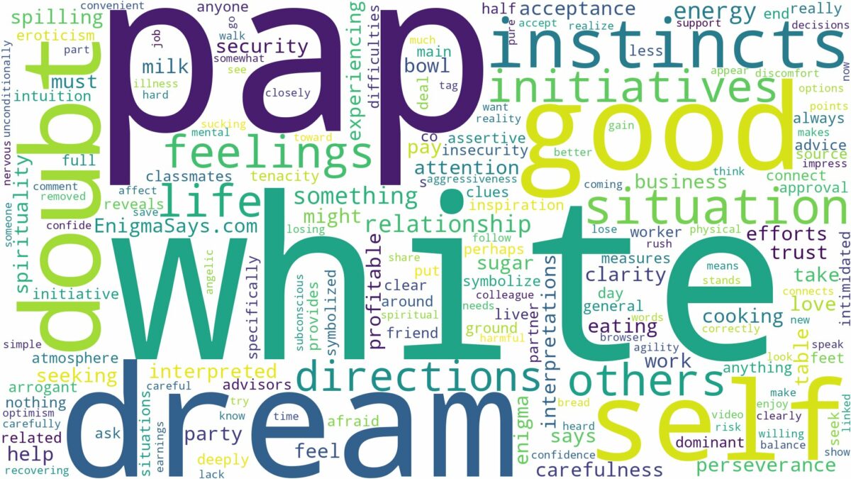 dream about white pap and related dreams with their meanings in a word cloud