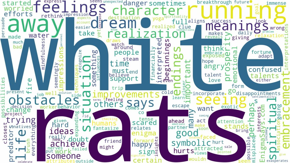 dreaming about white rats running away and related dreams with their meanings in a word cloud