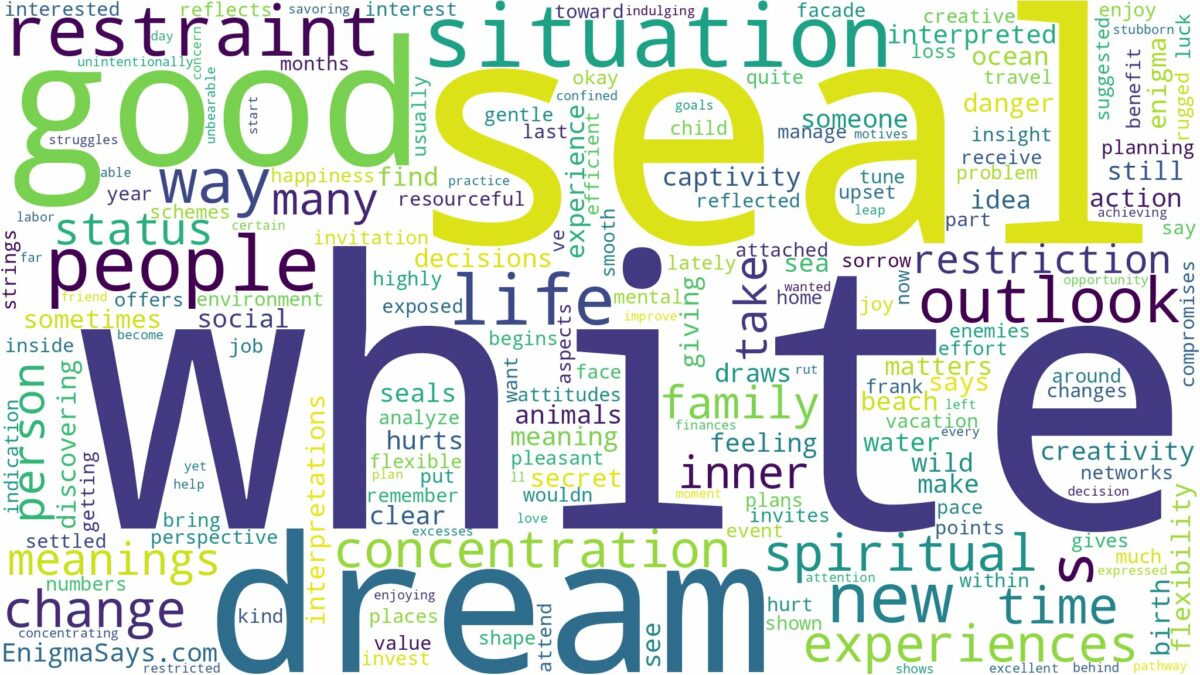 dream about white seal and related dreams with their meanings in a word cloud