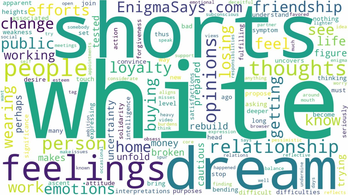 dream about white shorts and related dreams with their meanings in a word cloud