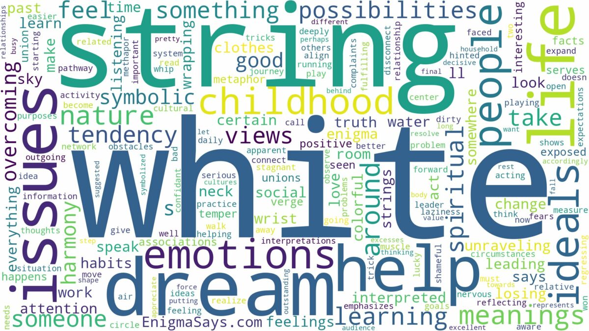 dreaming of white string and related dreams with their meanings in a word cloud