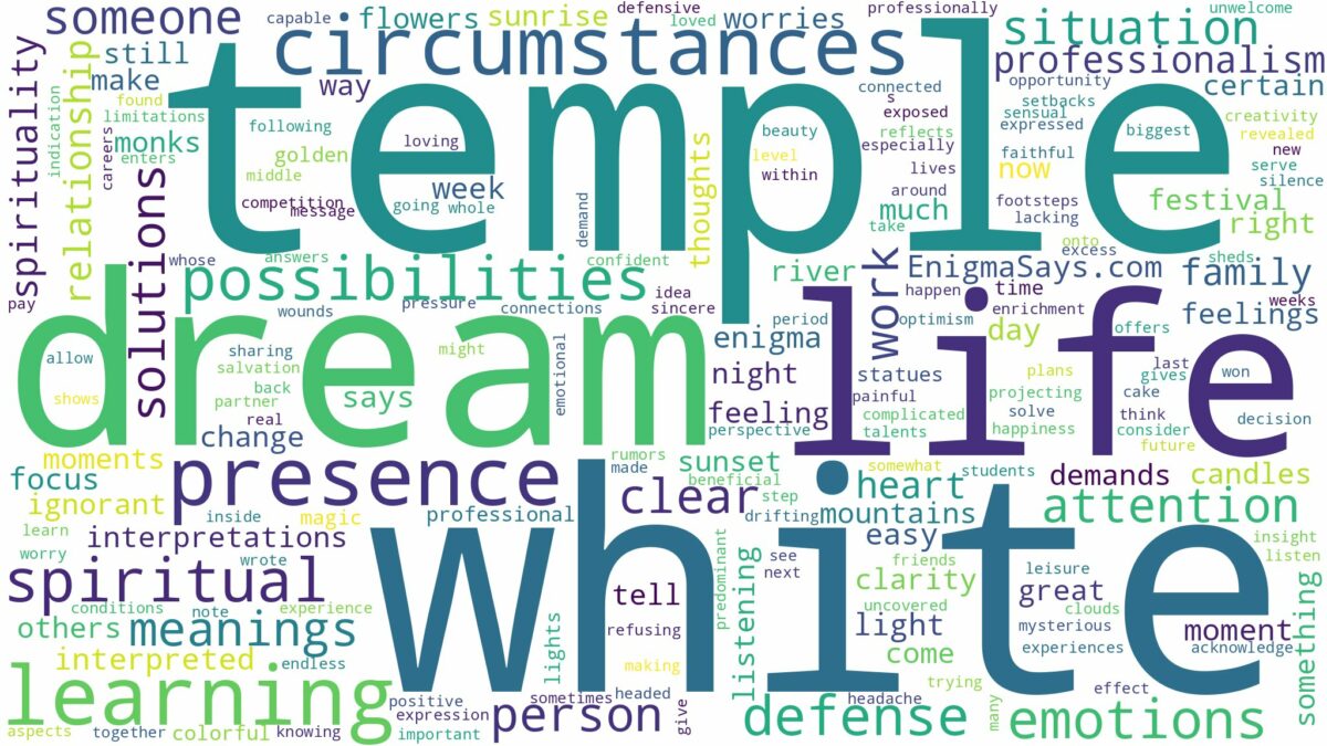 dream about white temple and related dreams with their meanings in a word cloud