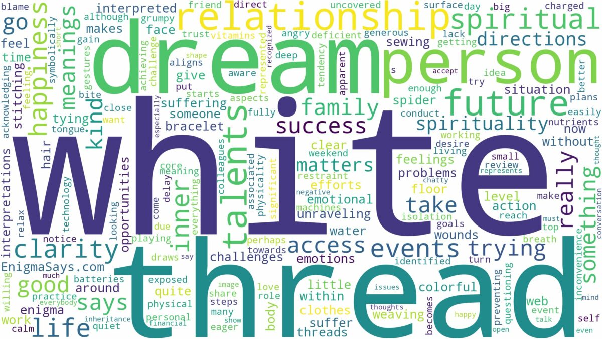 dream about white thread and related dreams with their meanings in a word cloud