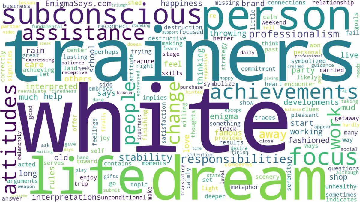 dream about white trainers and related dreams with their meanings in a word cloud