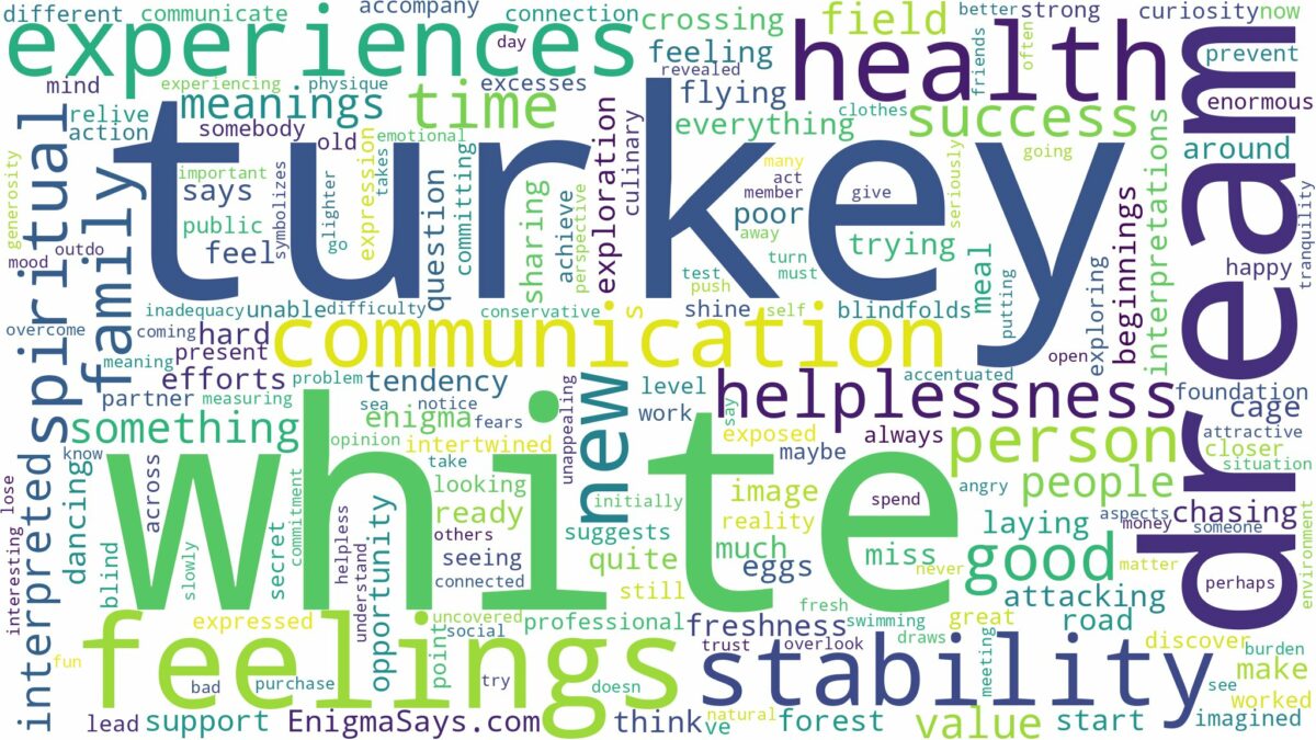 dream about white turkey and related dreams with their meanings in a word cloud