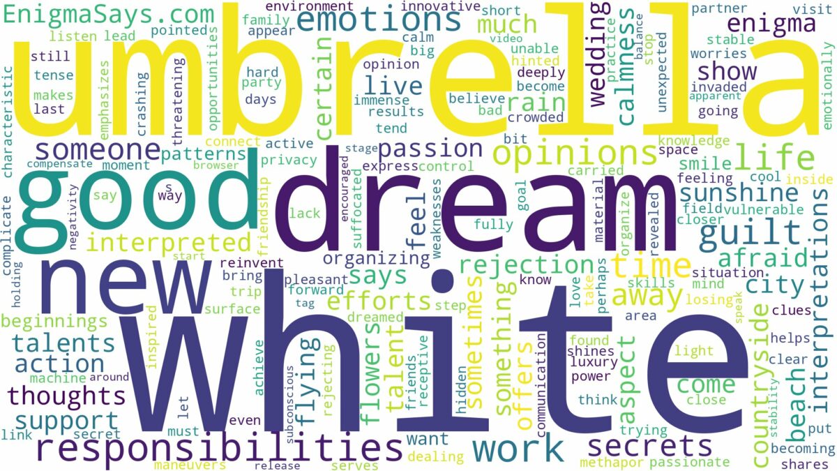 dream about white umbrella and related dreams with their meanings in a word cloud