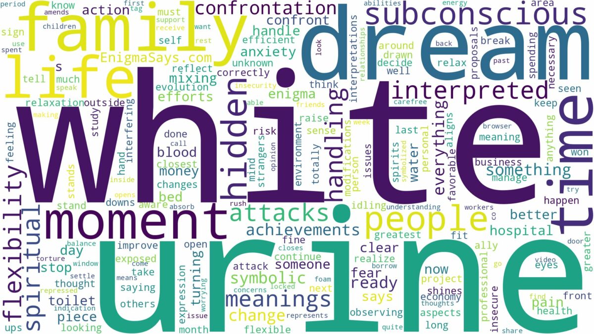 dream about white urine and related dreams with their meanings in a word cloud