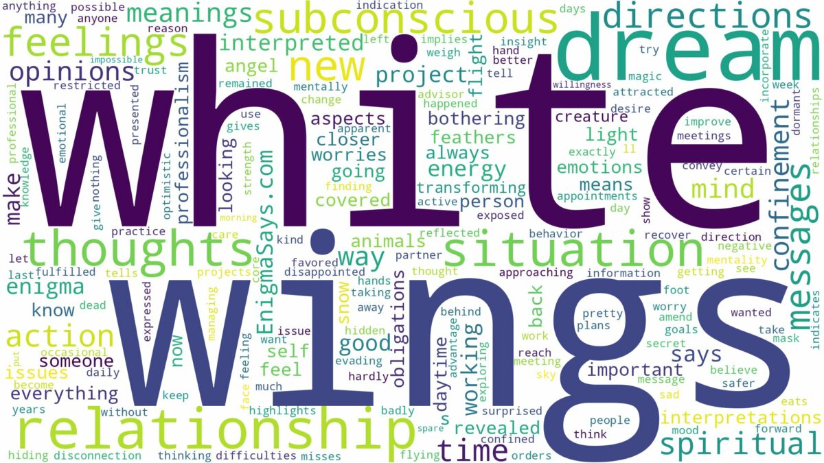 dream about white wings and related dreams with their meanings in a word cloud