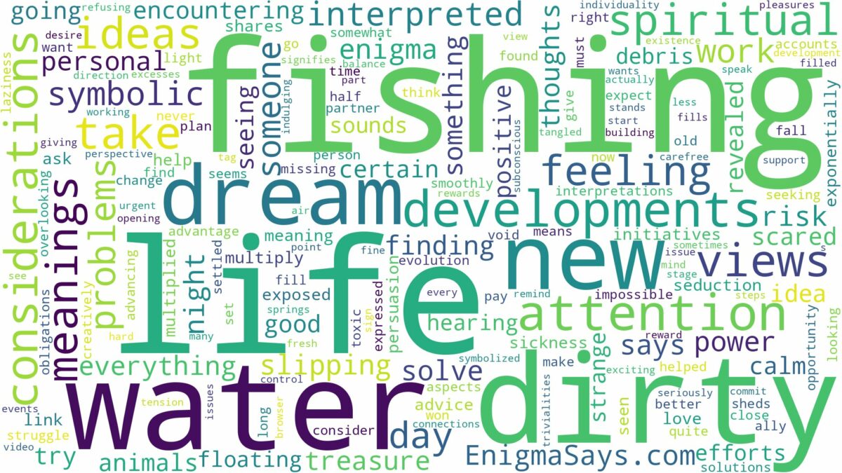 dreaming of fishing in dirty water and related dreams with their meanings in a word cloud