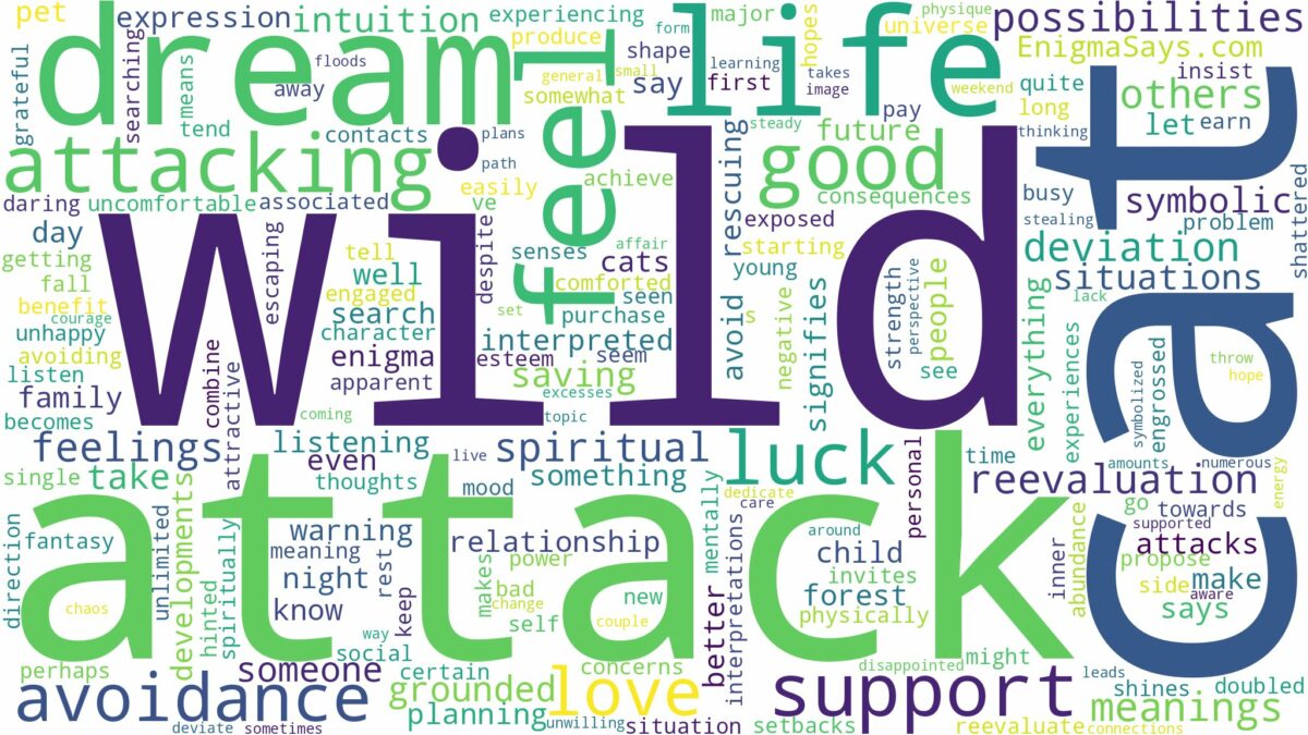 dream about wild cat attack and related dreams with their meanings in a word cloud