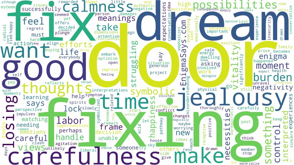 dream of fixing a door and related dreams with their meanings in a word cloud