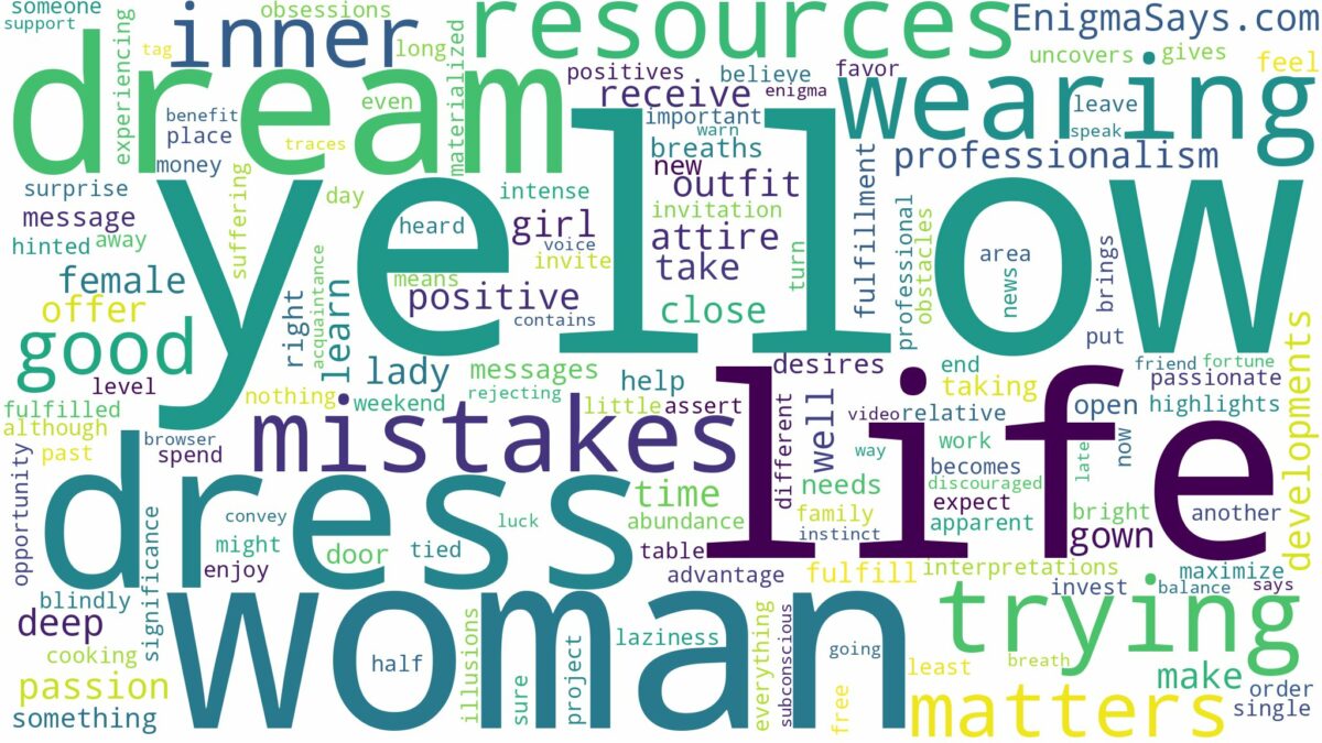 dreaming about woman wearing yellow dress and related dreams with their meanings in a word cloud