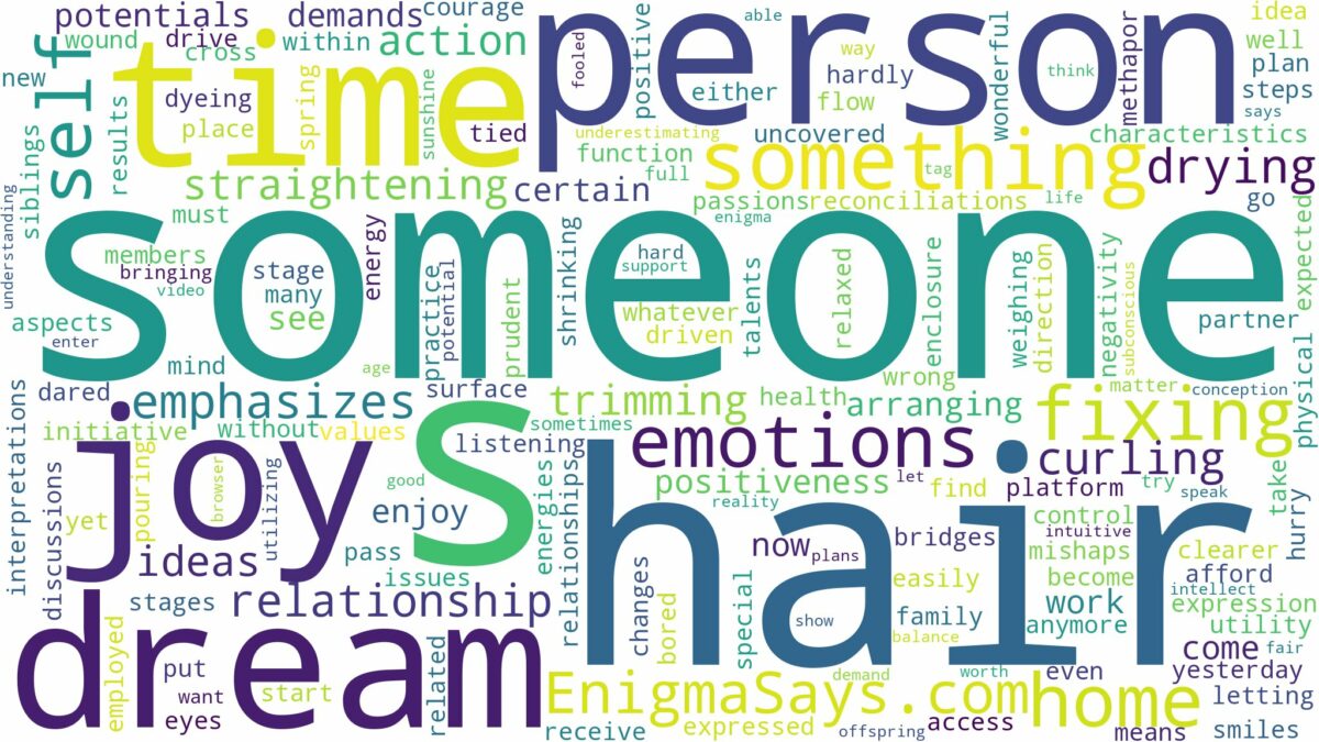 dreaming of fixing someone's hair and related dreams with their meanings in a word cloud