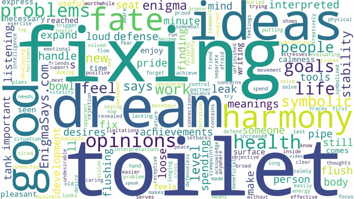 dream of fixing toilet and related dreams with their meanings in a word cloud