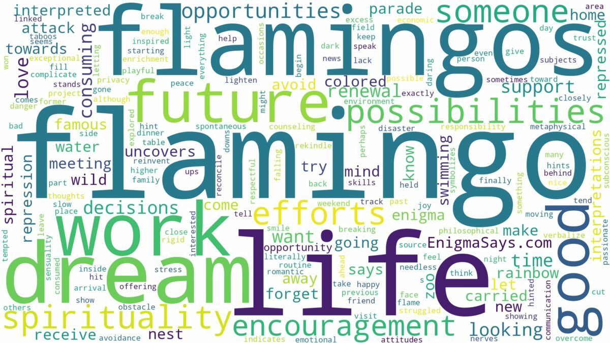 dreams about flamingos and related dreams with their meanings in a word cloud