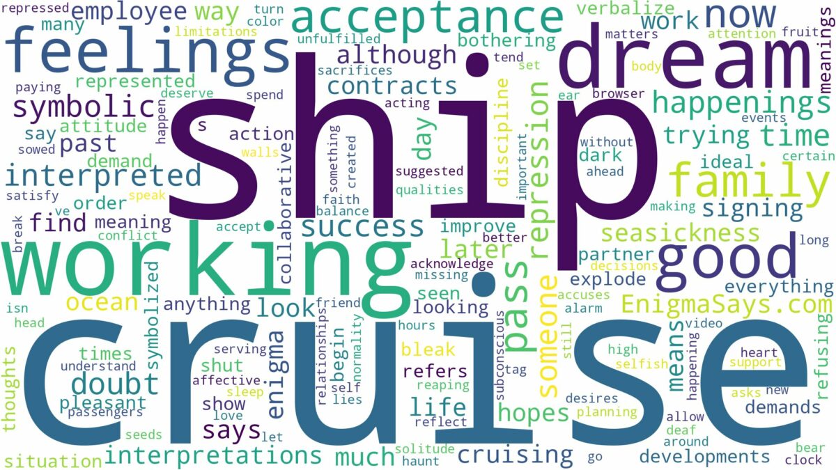 dreaming of working on a cruise ship and related dreams with their meanings in a word cloud