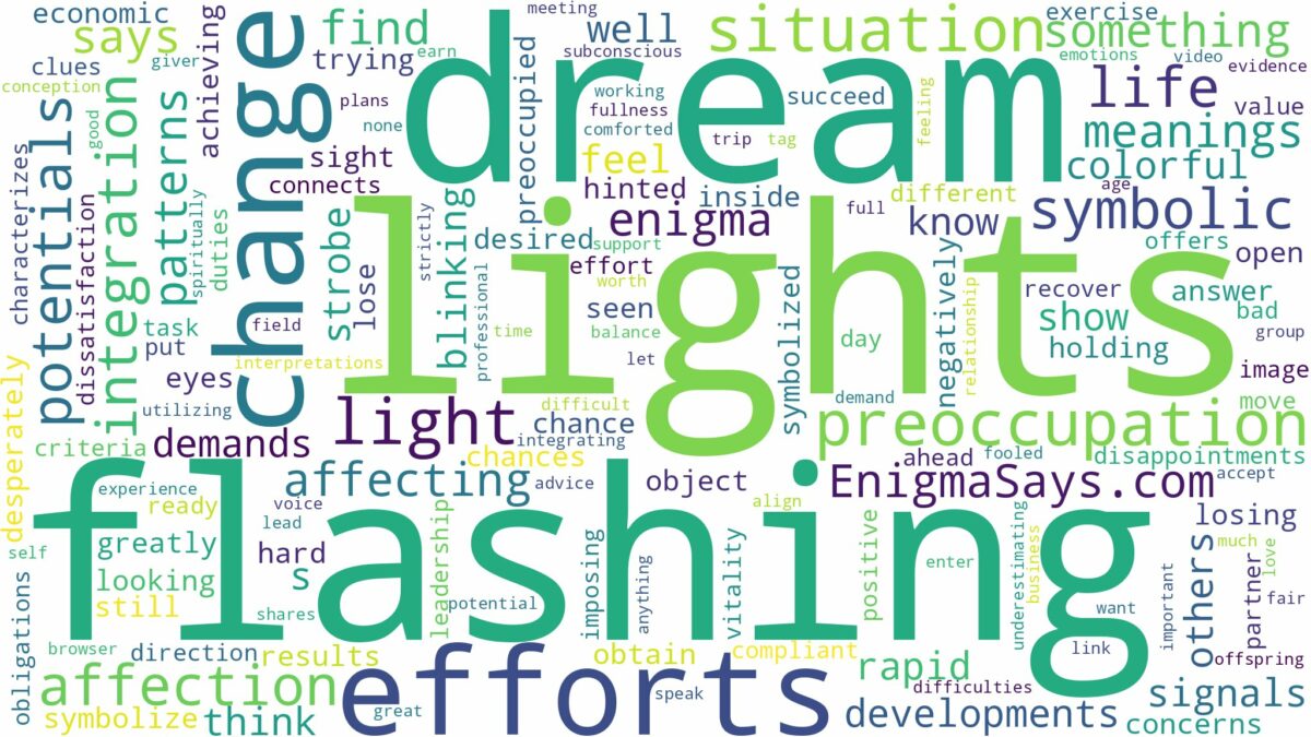 dream of flashing lights and related dreams with their meanings in a word cloud