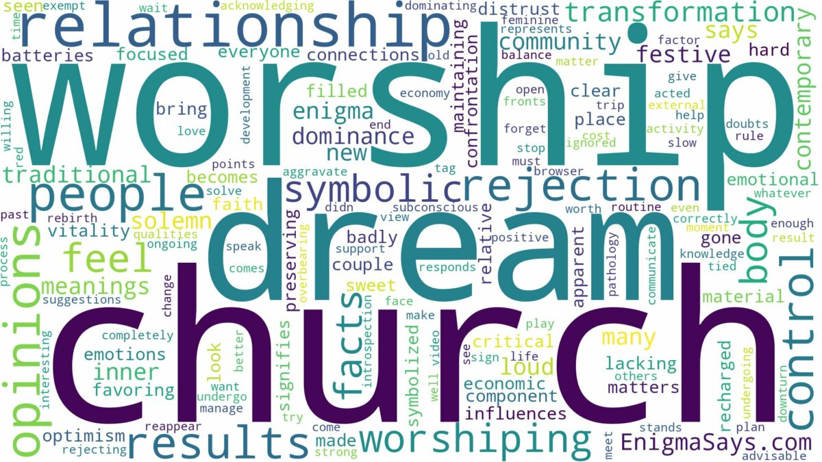 dream of worshiping in church and related dreams with their meanings in a word cloud