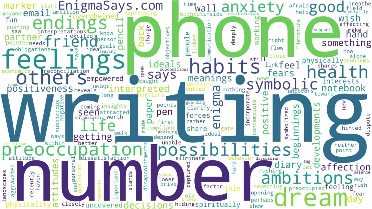 dreaming of writing your phone number and related dreams with their meanings in a word cloud