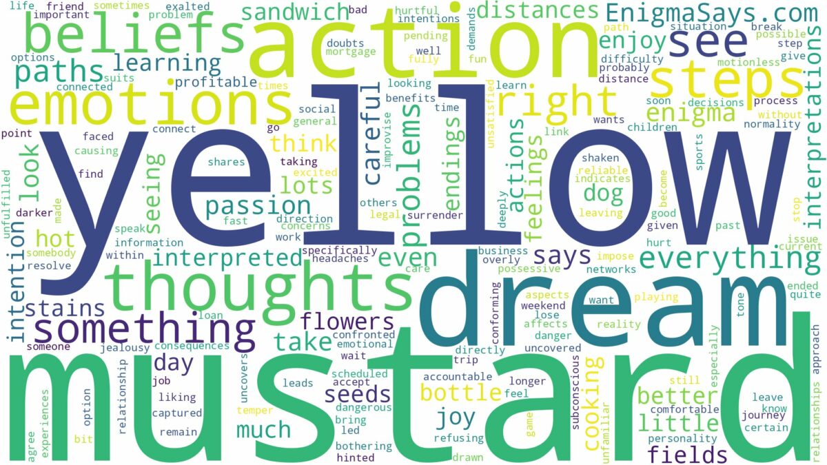 dream about yellow mustard and related dreams with their meanings in a word cloud