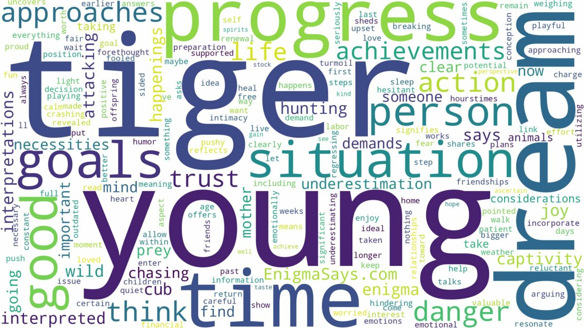 dream about young tiger and related dreams with their meanings in a word cloud