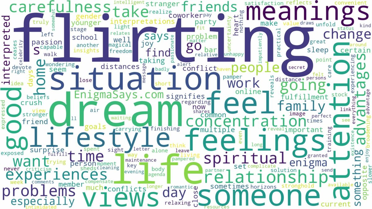 dream of flirting and related dreams with their meanings in a word cloud