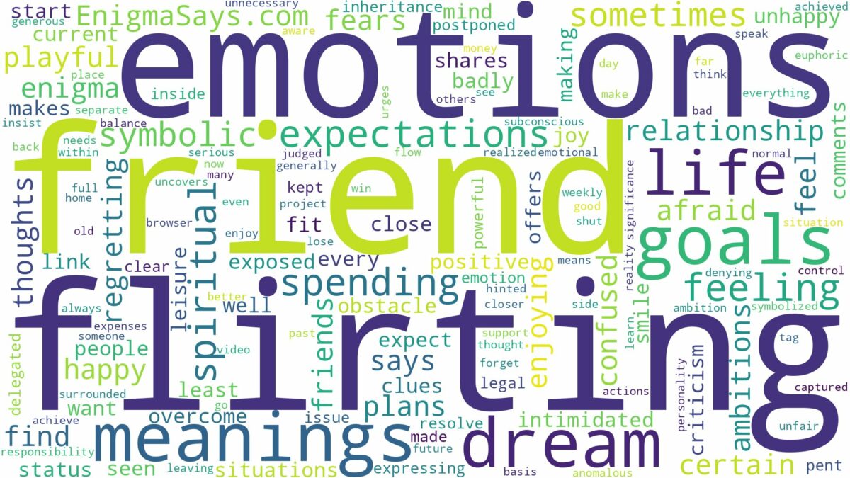 dreaming of flirting with a friend and related dreams with their meanings in a word cloud