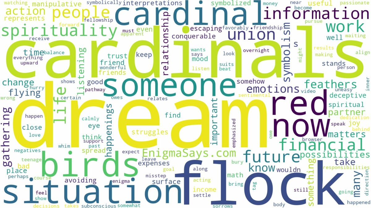 dream about flock of cardinals and related dreams with their meanings in a word cloud