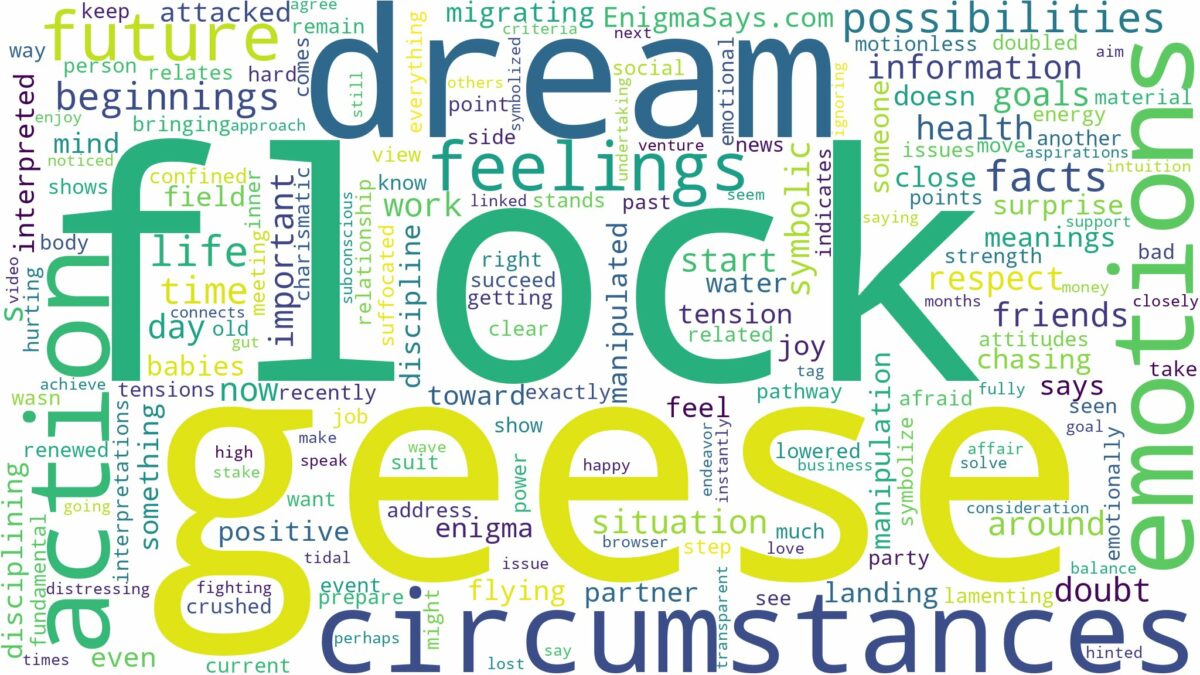 dream about flock of geese and related dreams with their meanings in a word cloud