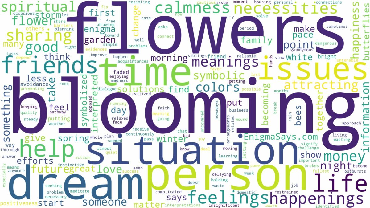 dreams about flowers blooming and related dreams with their meanings in a word cloud