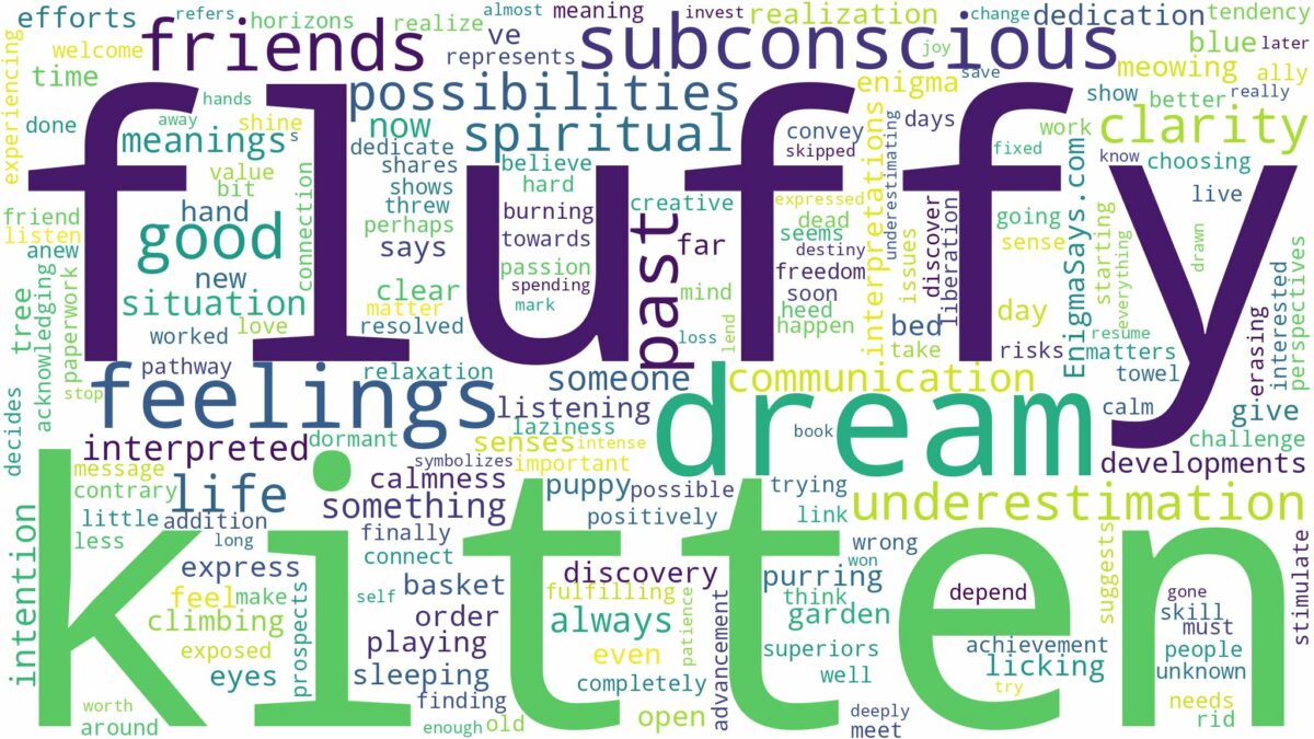 dream about fluffy kitten and related dreams with their meanings in a word cloud