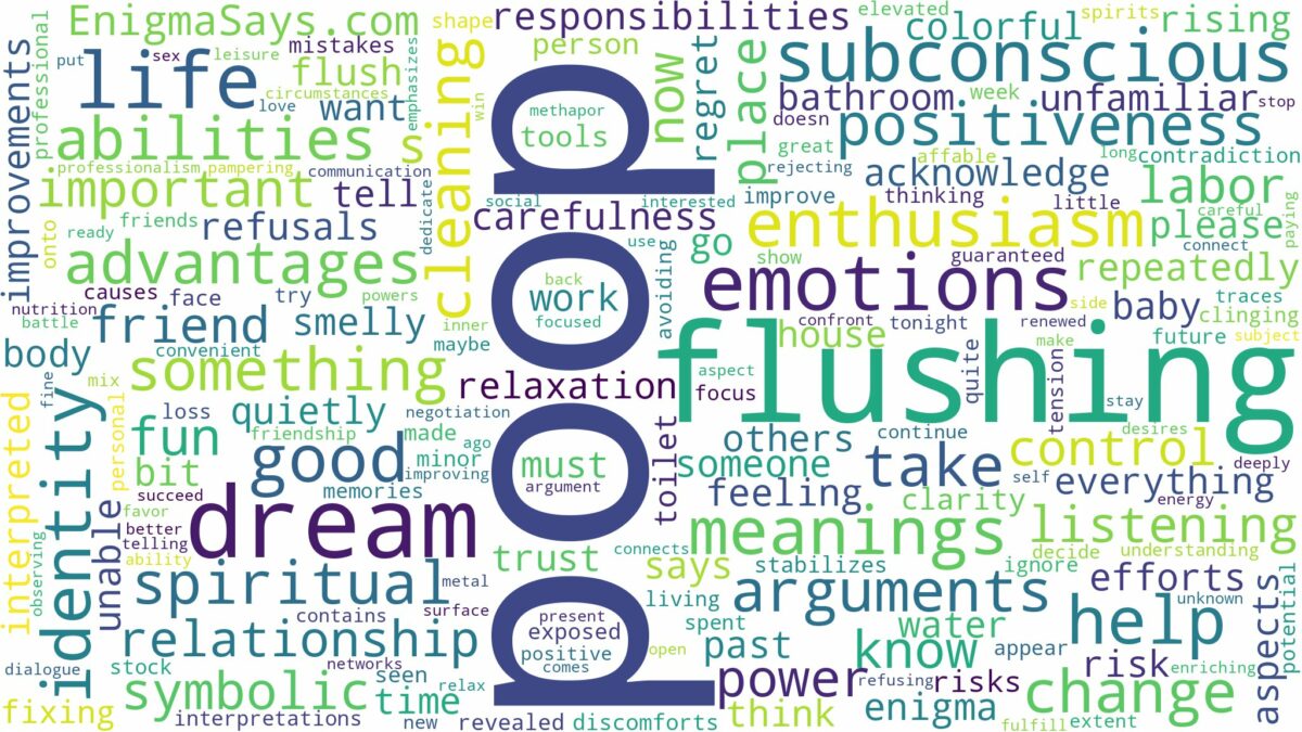 dream of flushing poop and related dreams with their meanings in a word cloud