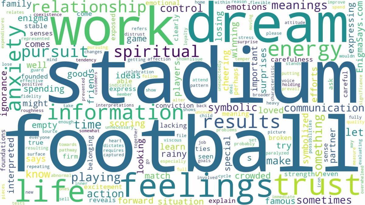 dream about football stadium and related dreams with their meanings in a word cloud