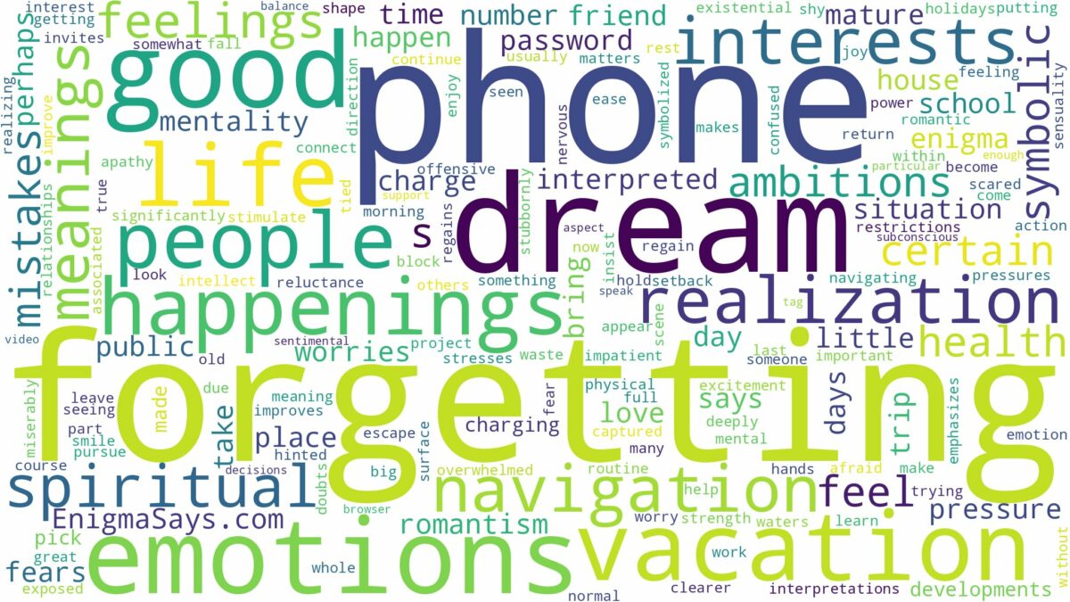 dream of forgetting phone and related dreams with their meanings in a word cloud