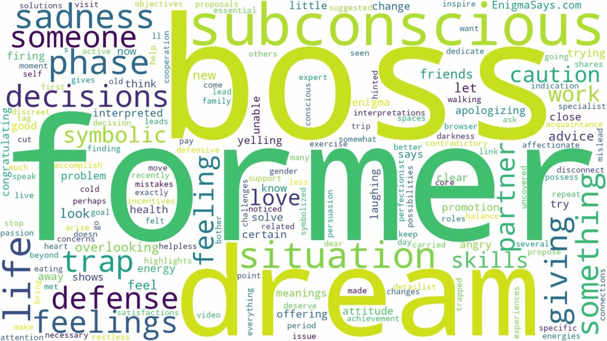 dream about former boss and related dreams with their meanings in a word cloud