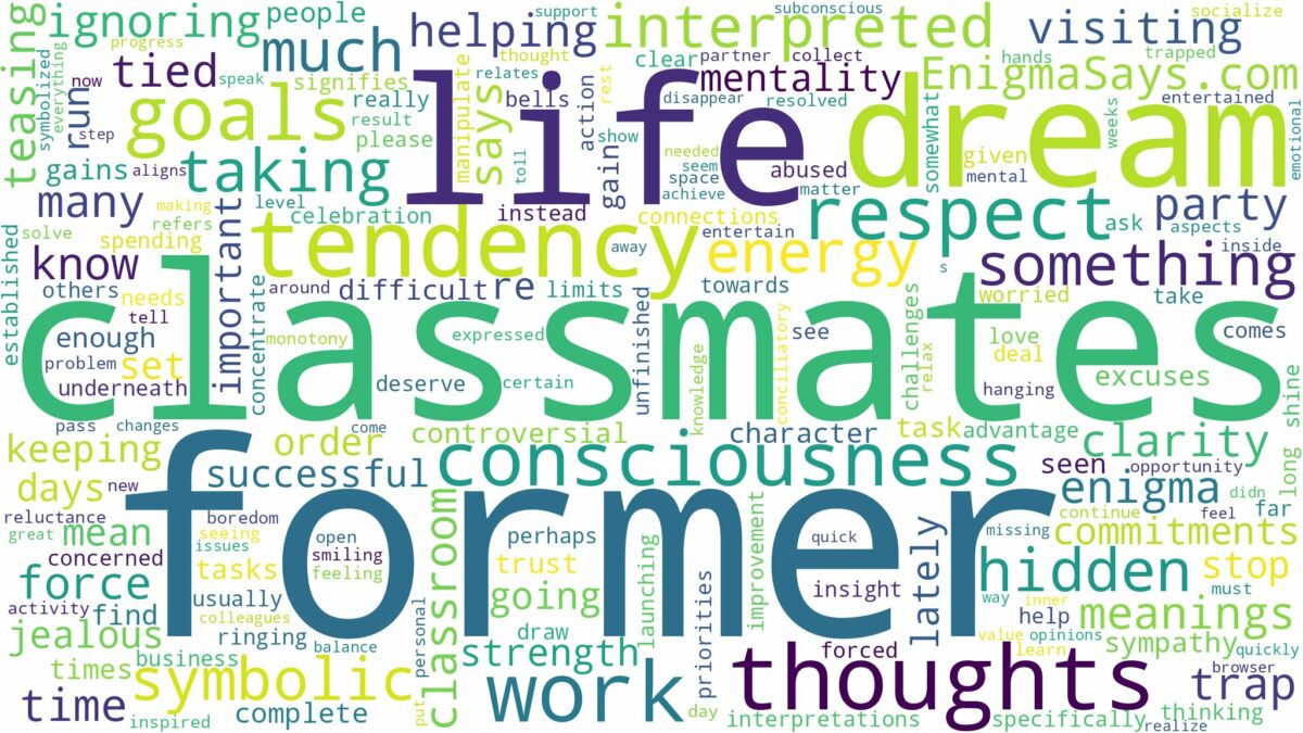 dream about former classmates and related dreams with their meanings in a word cloud