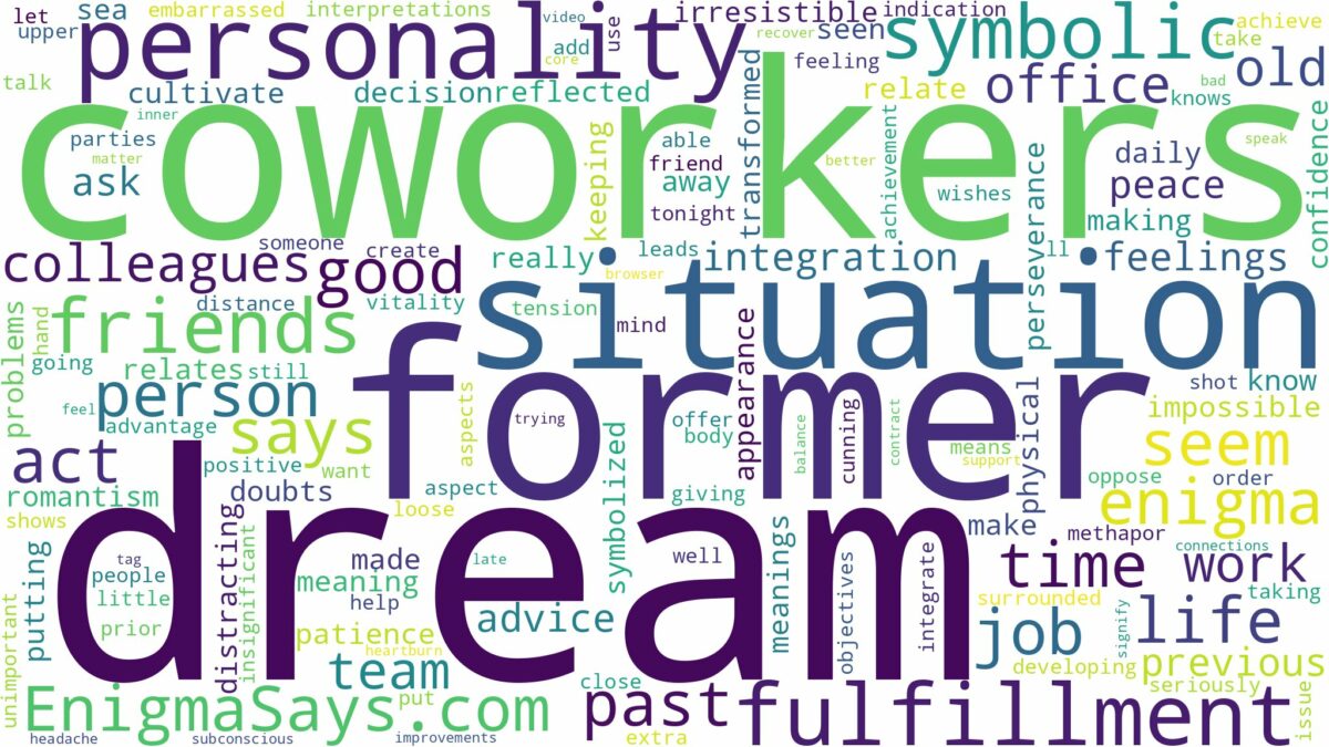 dream about former coworkers and related dreams with their meanings in a word cloud