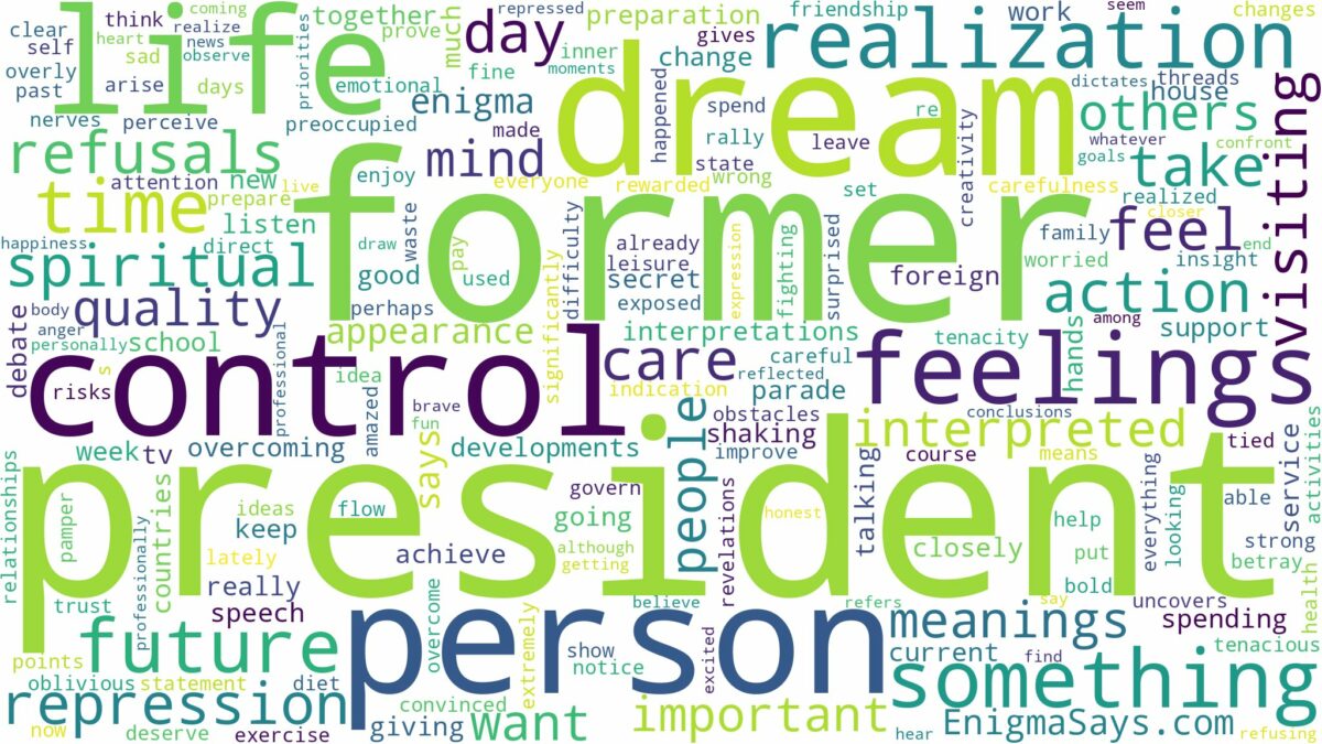 dream about former president and related dreams with their meanings in a word cloud