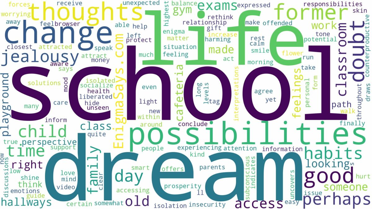 dream about former school and related dreams with their meanings in a word cloud