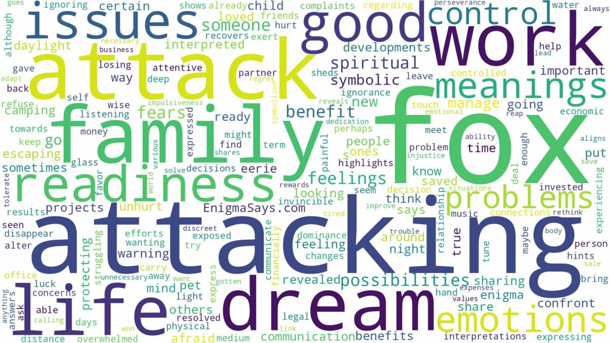 dreaming of fox attacking you and related dreams with their meanings in a word cloud