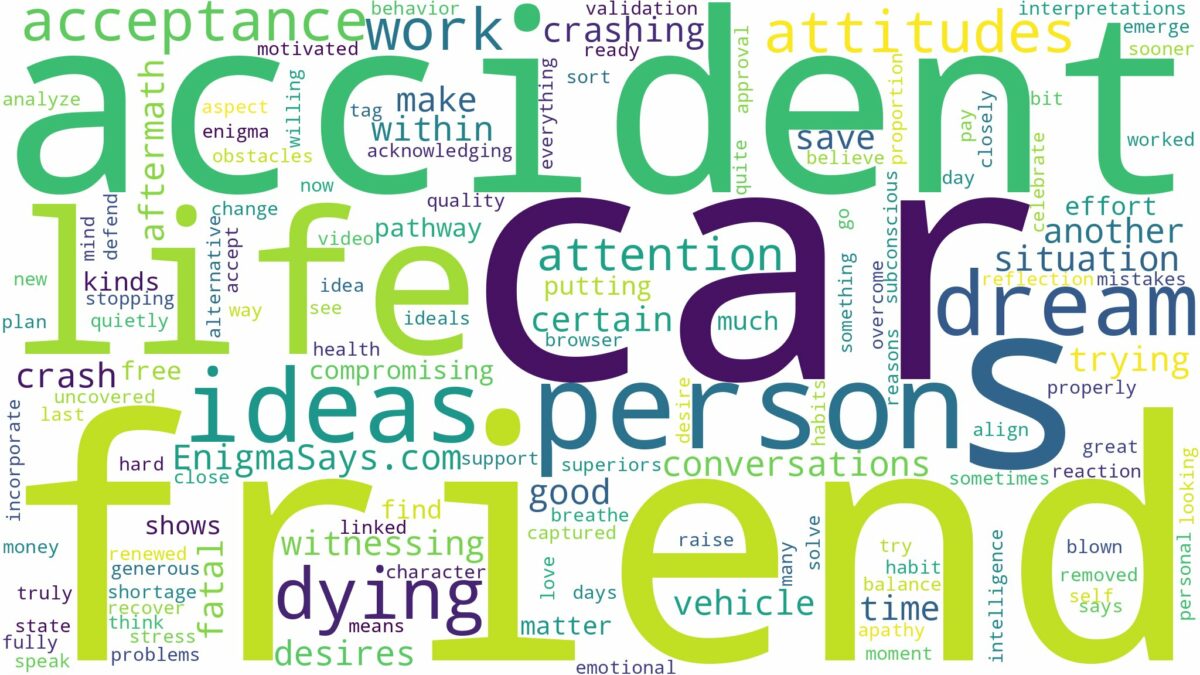 dreaming about friend dying in car accident and related dreams with their meanings in a word cloud